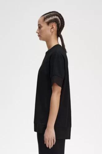 Tricou de damă cu garnitură transparentă din piqué