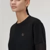 Tricou de damă cu garnitură transparentă din piqué Tricou de damă cu garnitură transparentă din piqué