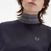 Tricou de damă cu guler înalt și garnitură Jacquard Tricou de damă cu guler înalt și garnitură Jacquard