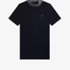 Tricou de damă cu guler înalt și garnitură Jacquard Tricou de damă cu guler înalt și garnitură Jacquard
