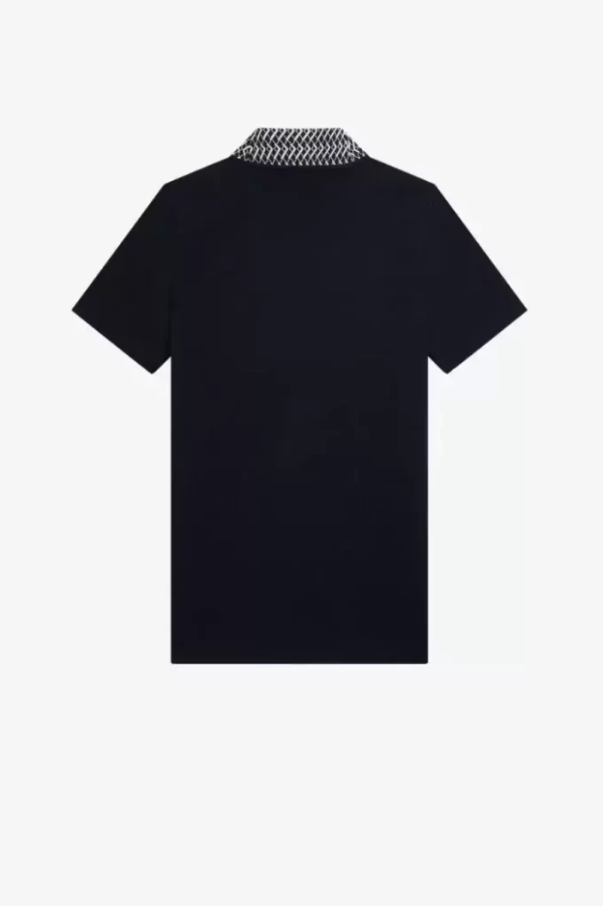 Tricou de damă cu guler înalt și garnitură Jacquard Tricou de damă cu guler înalt și garnitură Jacquard
