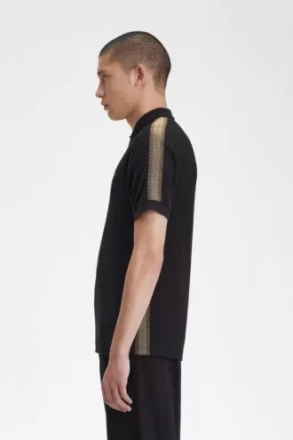 Tricou polo bărbătesc cu bandă tip fagure