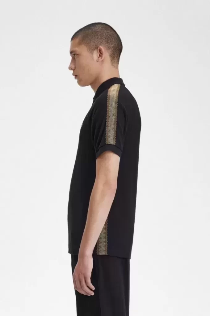 Tricou polo bărbătesc cu bandă tip fagure Tricou polo bărbătesc cu bandă tip fagure