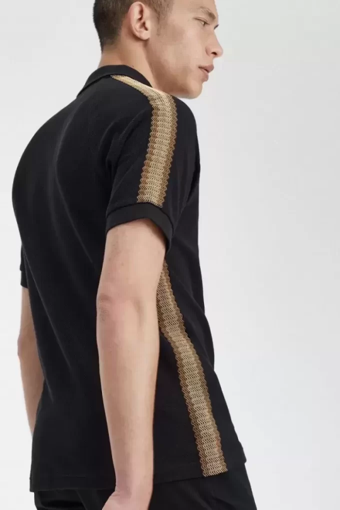 Tricou polo bărbătesc cu bandă tip fagure Tricou polo bărbătesc cu bandă tip fagure