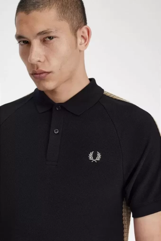 Tricou polo bărbătesc cu bandă tip fagure Tricou polo bărbătesc cu bandă tip fagure
