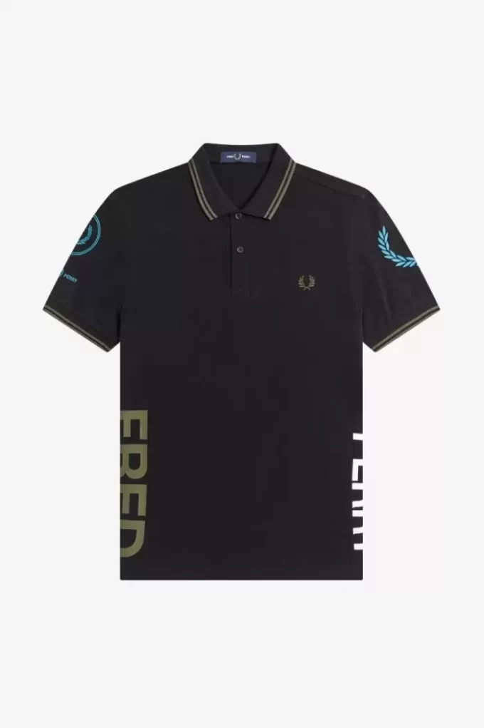 Tricou polo bărbătesc cu logo grafic Tricou polo bărbătesc cu logo grafic