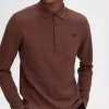 Tricou polo bărbătesc cu mânecă lungă din bumbac cu model fagure de miere Tricou polo bărbătesc cu mânecă lungă din bumbac cu model fagure de miere