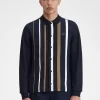 Tricou polo bărbătesc cu mânecă lungă și dungi gradiente Tricou polo bărbătesc cu mânecă lungă și dungi gradiente