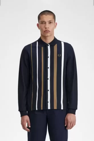 Tricou polo bărbătesc cu mânecă lungă și dungi gradiente