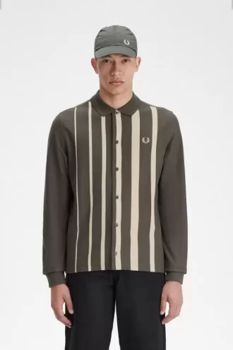 Tricou polo bărbătesc cu mânecă lungă și dungi gradiente