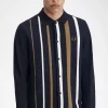 Tricou polo bărbătesc cu mânecă lungă și dungi gradiente Tricou polo bărbătesc cu mânecă lungă și dungi gradiente