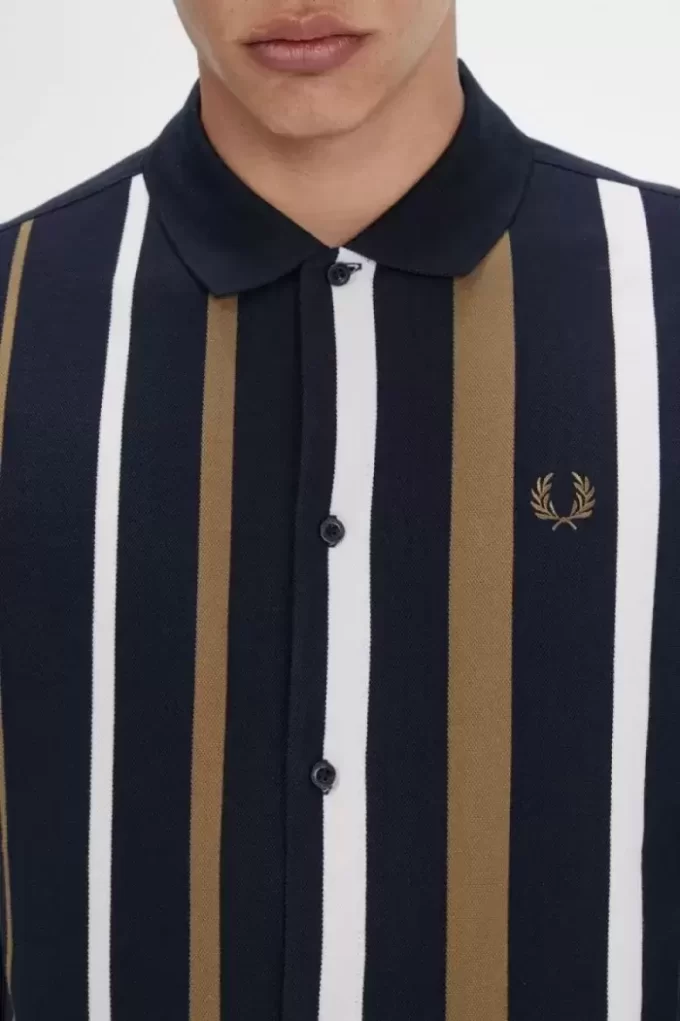 Tricou polo bărbătesc cu mânecă lungă și dungi gradiente Tricou polo bărbătesc cu mânecă lungă și dungi gradiente