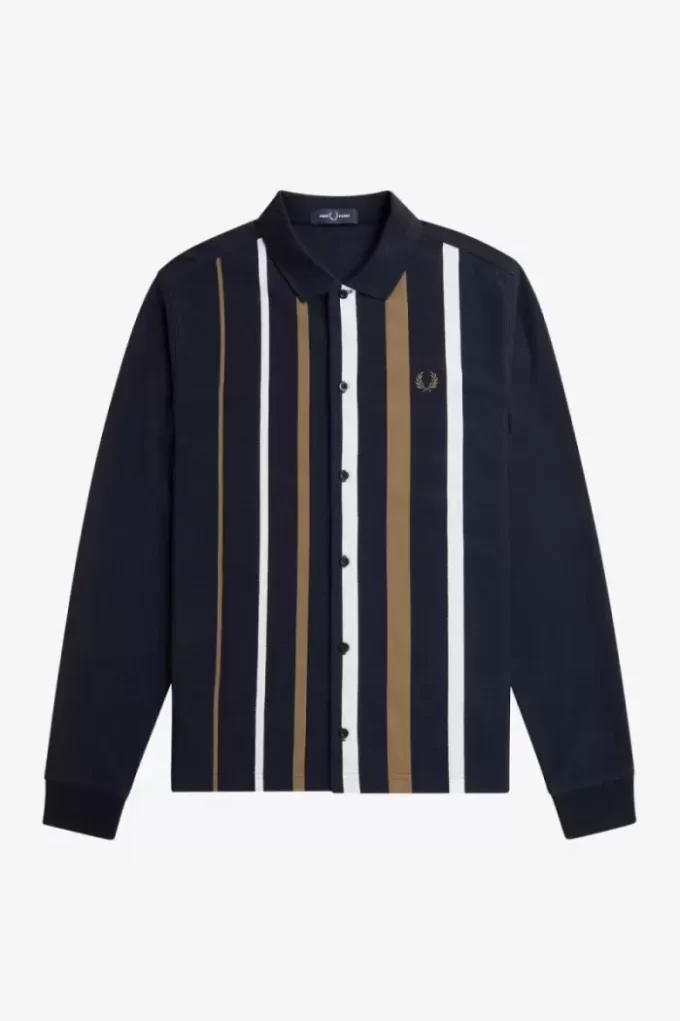 Tricou polo bărbătesc cu mânecă lungă și dungi gradiente Tricou polo bărbătesc cu mânecă lungă și dungi gradiente