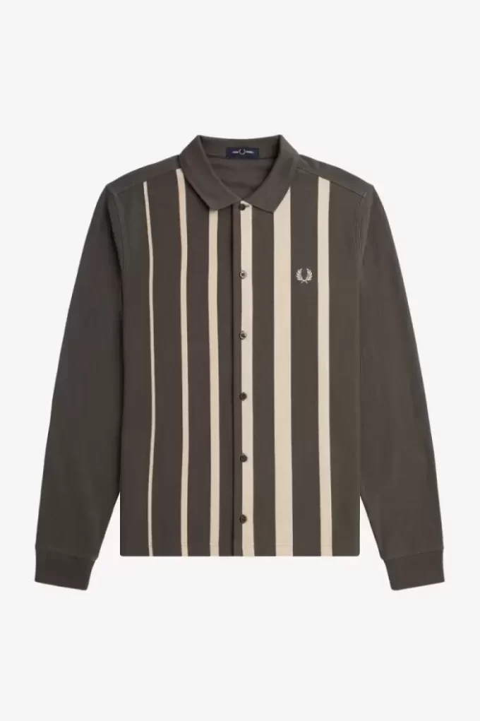 Tricou polo bărbătesc cu mânecă lungă și dungi gradiente Tricou polo bărbătesc cu mânecă lungă și dungi gradiente