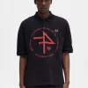 Tricou polo bărbătesc supradimensionat cu imprimeu Tricou polo bărbătesc supradimensionat cu imprimeu
