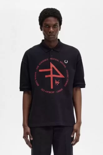 Tricou polo bărbătesc supradimensionat cu imprimeu