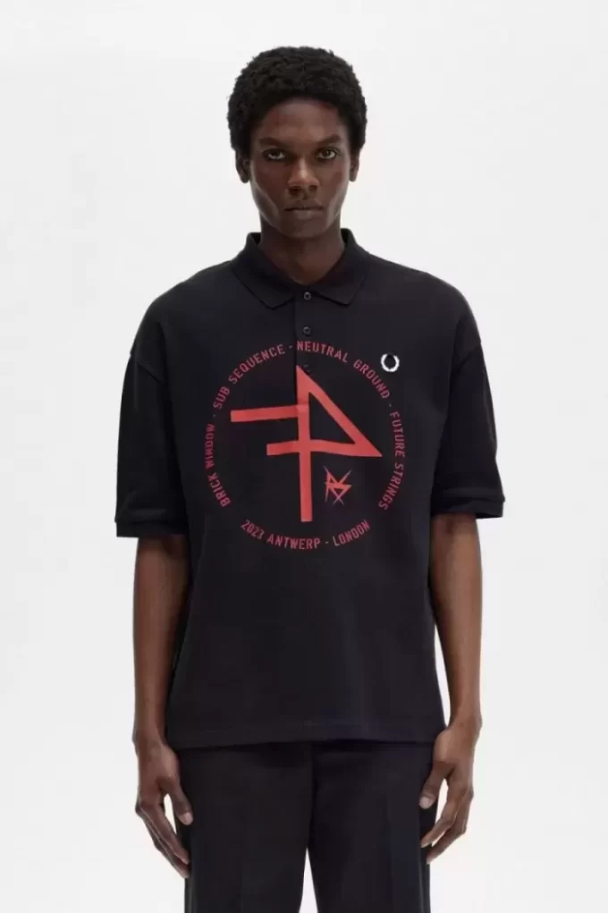 Tricou polo bărbătesc supradimensionat cu imprimeu Tricou polo bărbătesc supradimensionat cu imprimeu