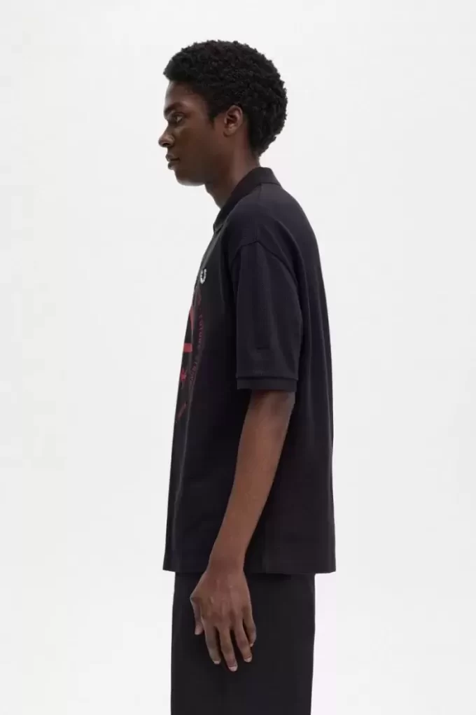 Tricou polo bărbătesc supradimensionat cu imprimeu Tricou polo bărbătesc supradimensionat cu imprimeu