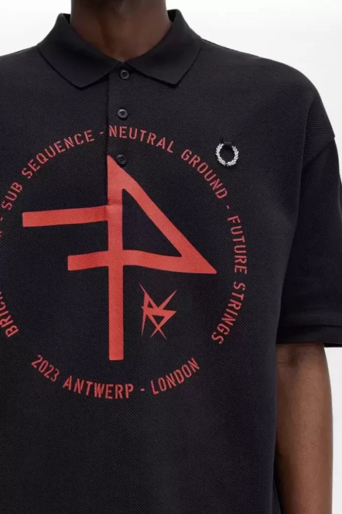 Tricou polo bărbătesc supradimensionat cu imprimeu Tricou polo bărbătesc supradimensionat cu imprimeu