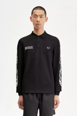 Tricou polo cu mânecă lungă și grafică Noongoons pentru bărbați