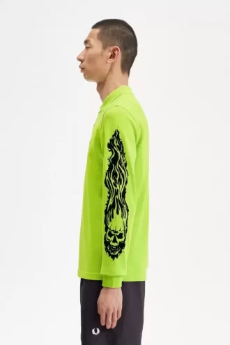 Tricou polo cu mânecă lungă și grafică Noongoons pentru bărbați