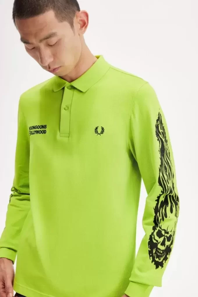 Tricou polo cu mânecă lungă și grafică Noongoons pentru bărbați Tricou polo cu mânecă lungă și grafică Noongoons pentru bărbați