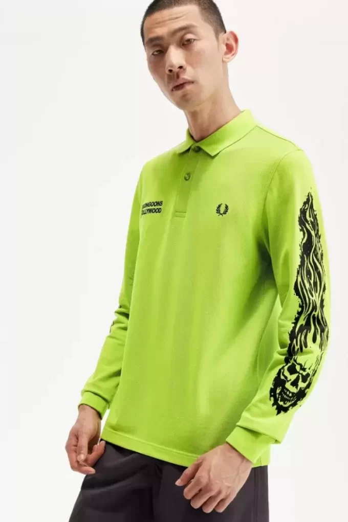 Tricou polo cu mânecă lungă și grafică Noongoons pentru bărbați Tricou polo cu mânecă lungă și grafică Noongoons pentru bărbați