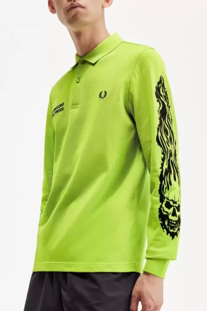 Tricou polo cu mânecă lungă și grafică Noongoons pentru bărbați Tricou polo cu mânecă lungă și grafică Noongoons pentru bărbați