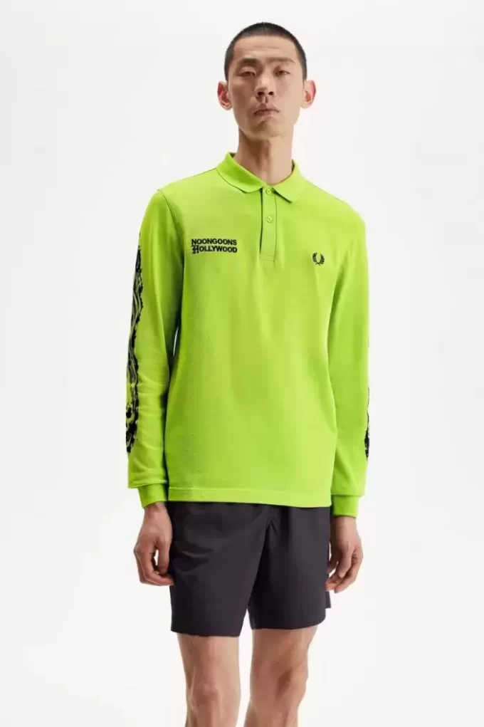 Tricou polo cu mânecă lungă și grafică Noongoons pentru bărbați Tricou polo cu mânecă lungă și grafică Noongoons pentru bărbați