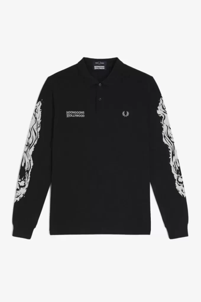 Tricou polo cu mânecă lungă și grafică Noongoons pentru bărbați Tricou polo cu mânecă lungă și grafică Noongoons pentru bărbați