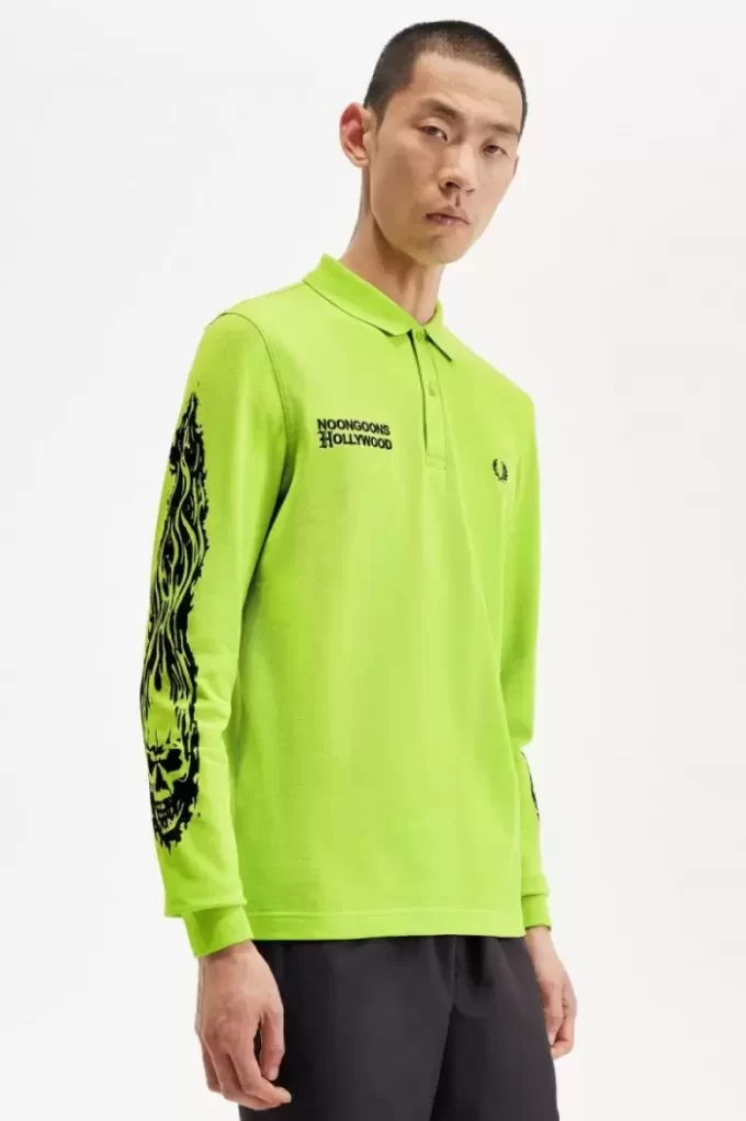 Tricou polo cu mânecă lungă și grafică Noongoons pentru bărbați Tricou polo cu mânecă lungă și grafică Noongoons pentru bărbați
