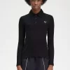 Tricou polo cu mânecă lungă și nervuri pentru femei Tricou polo cu mânecă lungă și nervuri pentru femei