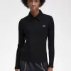Tricou polo cu mânecă lungă și nervuri pentru femei Tricou polo cu mânecă lungă și nervuri pentru femei