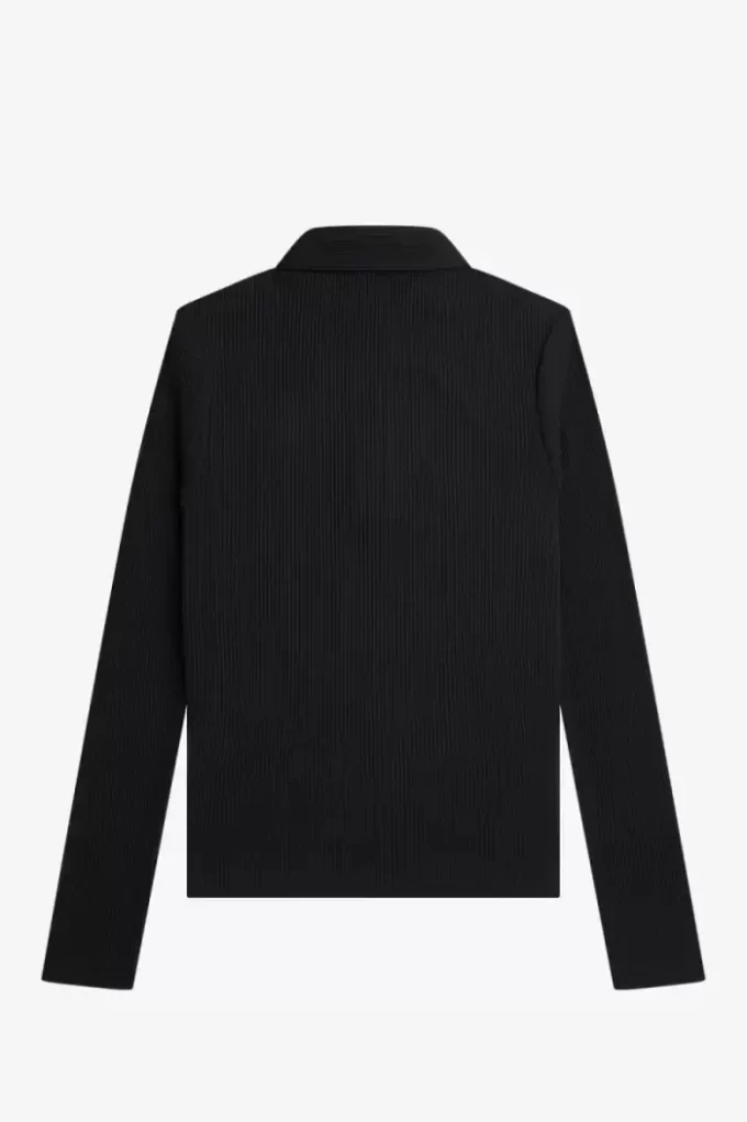 Tricou polo cu mânecă lungă și nervuri pentru femei Tricou polo cu mânecă lungă și nervuri pentru femei