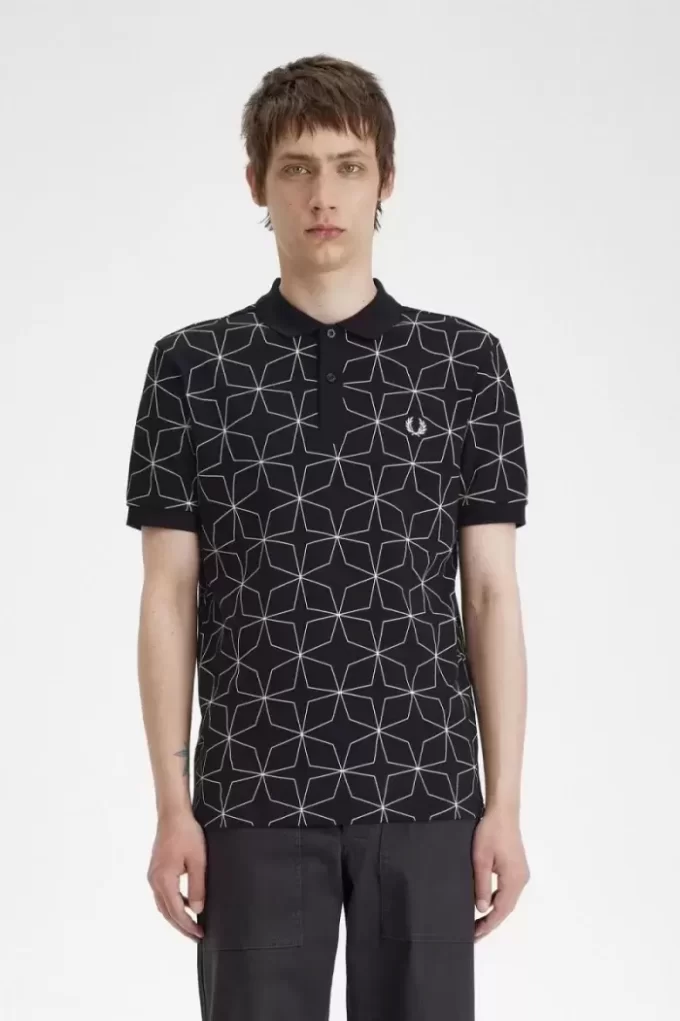 Tricou polo geometric pentru bărbați Tricou polo geometric pentru bărbați