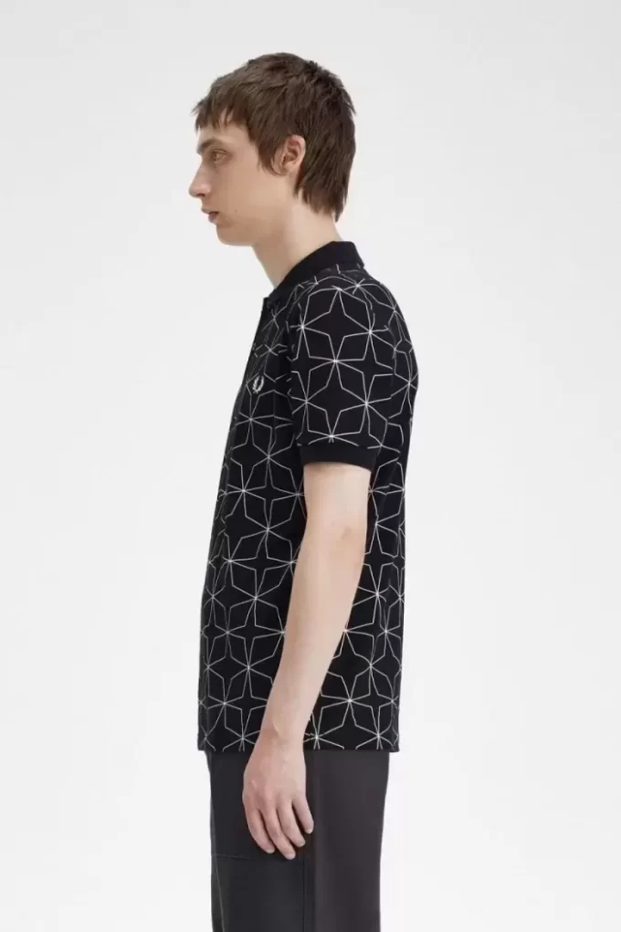 Tricou polo geometric pentru bărbați Tricou polo geometric pentru bărbați