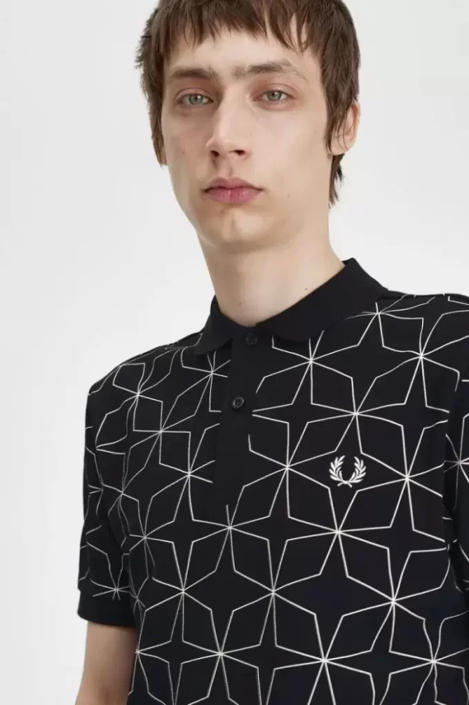 Tricou polo geometric pentru bărbați Tricou polo geometric pentru bărbați