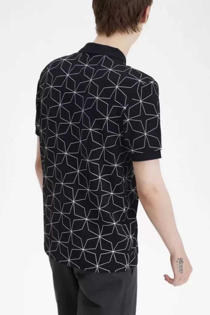 Tricou polo geometric pentru bărbați Tricou polo geometric pentru bărbați