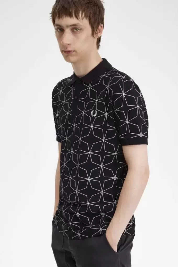 Tricou polo geometric pentru bărbați Tricou polo geometric pentru bărbați
