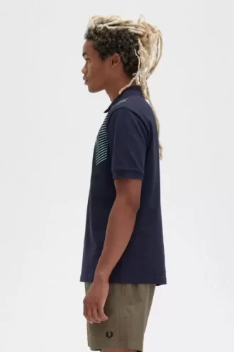 Tricou polo pentru bărbați cu dungi glitch