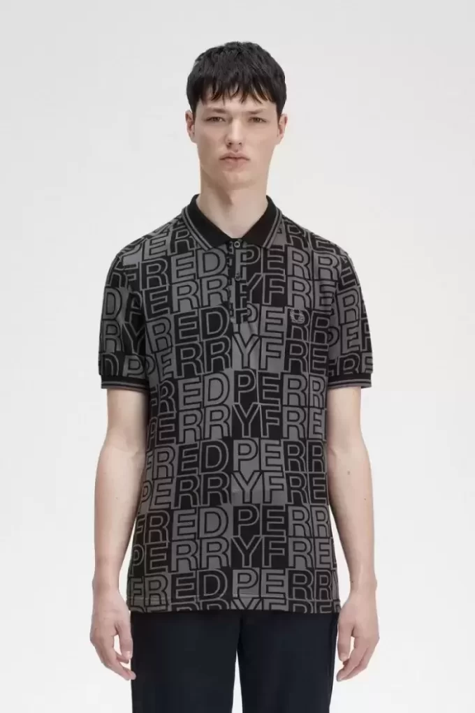 Tricou polo pentru bărbați cu grafică blocată Tricou polo pentru bărbați cu grafică blocată