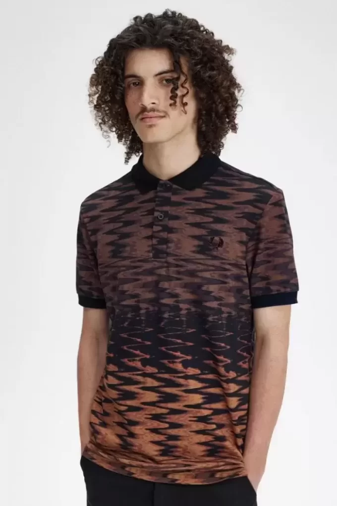 Tricou polo pentru bărbați cu grafică Wave Tricou polo pentru bărbați cu grafică Wave