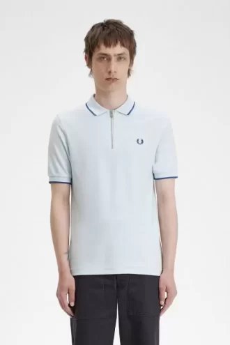Tricou polo pentru bărbați cu guler cu fermoar și crep pique Tricou polo pentru bărbați cu guler cu fermoar și crep pique