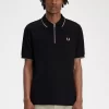 Tricou polo pentru bărbați cu guler cu fermoar și crep pique Tricou polo pentru bărbați cu guler cu fermoar și crep pique
