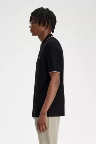 Tricou polo pentru bărbați cu guler cu fermoar și crep pique Tricou polo pentru bărbați cu guler cu fermoar și crep pique