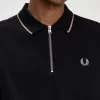 Tricou polo pentru bărbați cu guler cu fermoar și crep pique Tricou polo pentru bărbați cu guler cu fermoar și crep pique