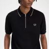Tricou polo pentru bărbați cu guler cu fermoar și crep pique Tricou polo pentru bărbați cu guler cu fermoar și crep pique