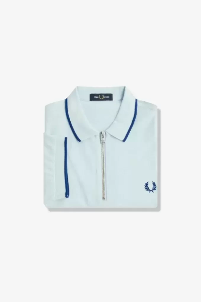 Tricou polo pentru bărbați cu guler cu fermoar și crep pique Tricou polo pentru bărbați cu guler cu fermoar și crep pique