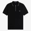 Tricou polo pentru bărbați cu guler cu fermoar și crep pique Tricou polo pentru bărbați cu guler cu fermoar și crep pique