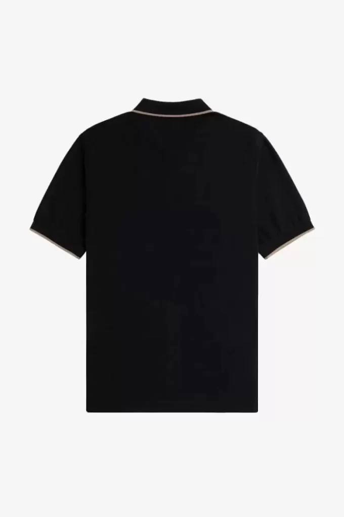 Tricou polo pentru bărbați cu guler cu fermoar și crep pique Tricou polo pentru bărbați cu guler cu fermoar și crep pique